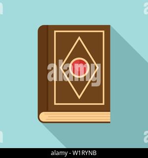 Magic old book icon. Flat illustration of magic old book vector icon for web design Stock Vector
