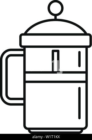Coffee press icon. Outline coffee press vector icon for web design isolated on white background Stock Vector