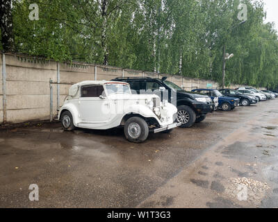 Moscow, Russia - June 24, 2019: Oldtimer Mercedes-Benz 170 Cabriolet coupe C W15 1931-36 Старый автомобиль Мерседес-Бенз ретро кабриолет купе дорогой Stock Photo