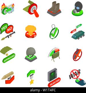 Act of war icons set, isometric style Stock Vector