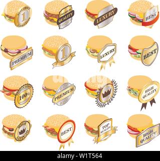 Best hamburger icons set, isometric style Stock Vector