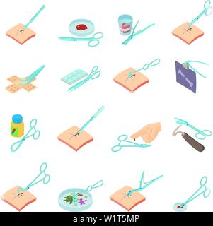 Clinical research icons set, isometric style Stock Vector