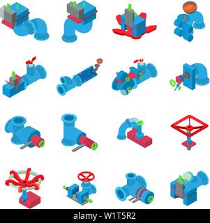 Pipeline icons set, isometric style Stock Vector