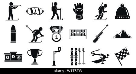 Biathlon icons set. Simple set of biathlon vector icons for web design on white background Stock Vector