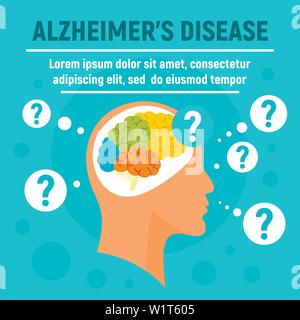 Alzheimers disease concept background. Flat illustration of alzheimers disease vector concept background for web design Stock Vector