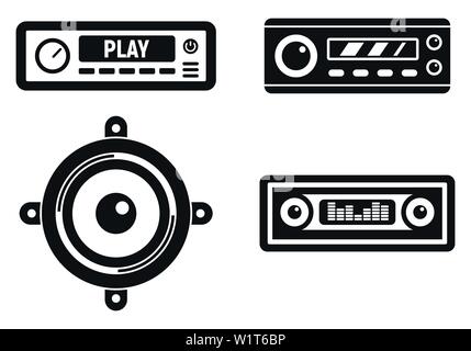 Car audio system icons set. Simple set of car audio system vector icons for web design on white background Stock Vector
