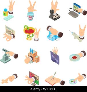 Medical requirement icons set, isometric style Stock Vector