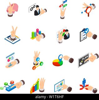 Index icons set, isometric style Stock Vector