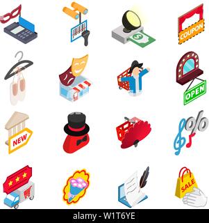 Monetary performance icons set, isometric style Stock Vector