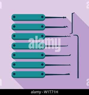 Burglar key tool icon. Flat illustration of burglar key tool vector icon for web design Stock Vector