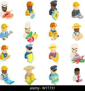 Employee icons set, isometric style Stock Vector
