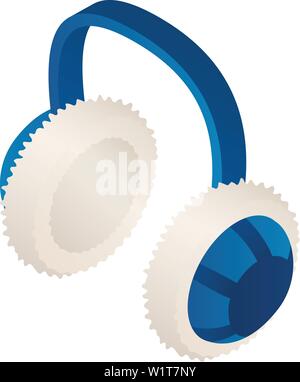 Winter headphones icon. Isometric of winter headphones vector icon for web design isolated on white background Stock Vector