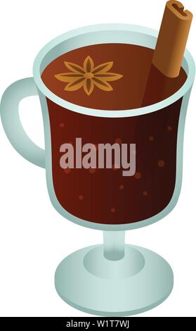Glass mulled wine icon. Isometric of glass mulled wine vector icon for web design isolated on white background Stock Vector
