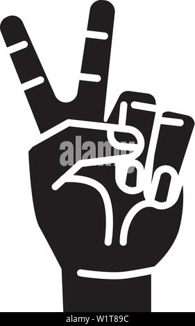 Peace hand sign icon. Simple illustration of peace hand sign vector icon for web design isolated on white background Stock Vector