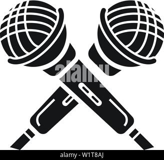 Crossed microphone icon. Simple illustration of crossed microphone vector icon for web design isolated on white background Stock Vector