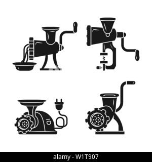 Meat grinder icons set. Simple set of meat grinder vector icons for web design on white background Stock Vector