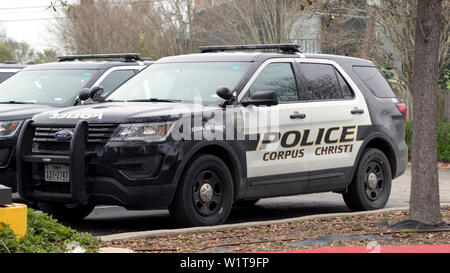 Black police SUV, Ford Explorer police interceptor, parked in downtown ...