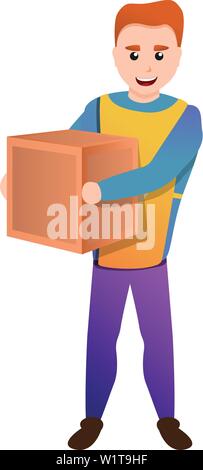 Volunteer take cube box icon. Cartoon of volunteer take cube box vector icon for web design isolated on white background Stock Vector