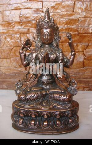 Tibet Copper Bronze 1000 Arms Avalokiteshvara of Goddess Kwan Yin Buddha Statue 