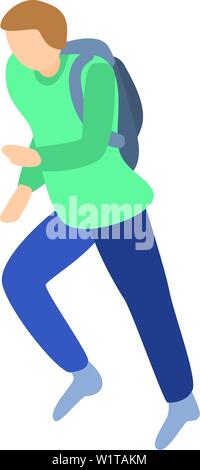 Young man running icon, isometric style Stock Vector