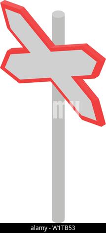 Railway road sign icon, isometric style Stock Vector