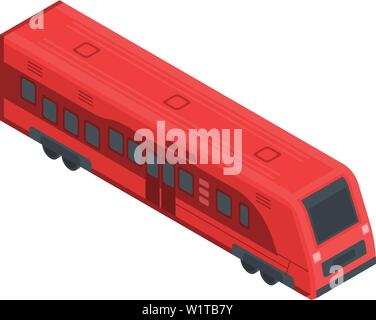 Red train icon, isometric style Stock Vector