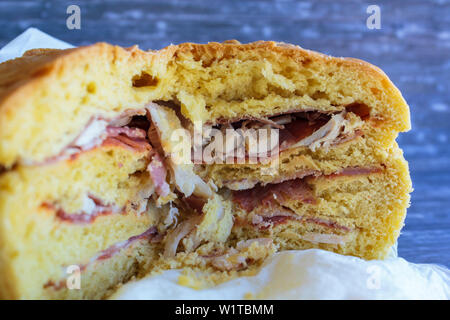 Bola de Carne: Bread filled with various types of meats Stock Photo