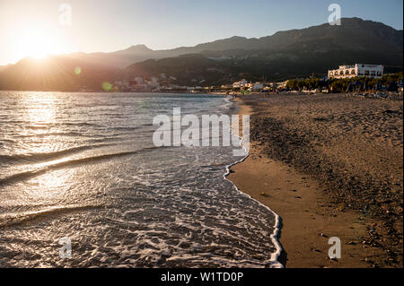 Evening on the beach, sunset, Plakias, Crete, Greece, Europe Stock Photo