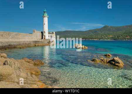 lighthouse of Propriano, Department of Corse du Sud, Corsica, France Stock Photo