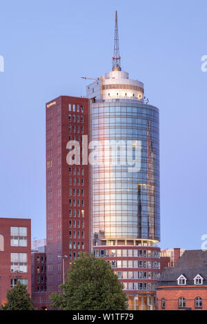 Tower of Hanseatic Trade Center in the district Speicherstadt, Hanseatic City of Hamburg, Northern Germany, Germany, Europe Stock Photo