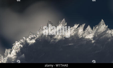 Germany, Bavaria, Alps, Oberallgaeu, Oberstdorf, Winter Landscape, Winter Holidays, Close up of Ice Crystals, Snow, Frost Stock Photo
