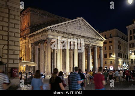 The Pantheon at night on June 2019 in Rome, Italy Stock Photo
