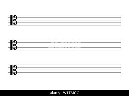 Illustration of a C Clef musical score on white background Stock Vector