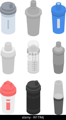 Shaker icons set, isometric style Stock Vector