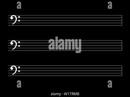 Illustration of a F Clef musical score on dark background Stock Vector