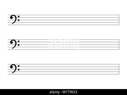Illustration of a F Clef musical score on white background Stock Vector