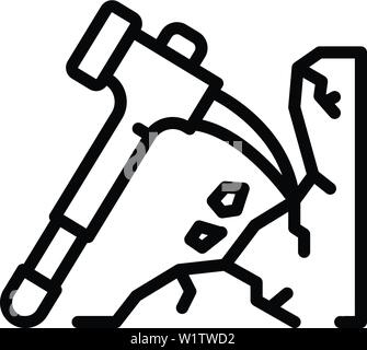 Mining axe icon, outline style Stock Vector