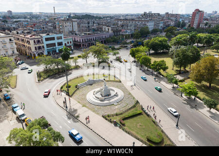 view from the roof of Hotel Saratoga to Habana Centro and Chinatown, oldtimer, cars, historic town, center, old town, family travel to Cuba, parental Stock Photo