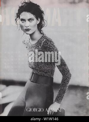 poster advertising Giorgio Armani female model in paper magazine from 1998, no slogan, advertisement, creative Giorgio Armani advert from 1990s Stock Photo
