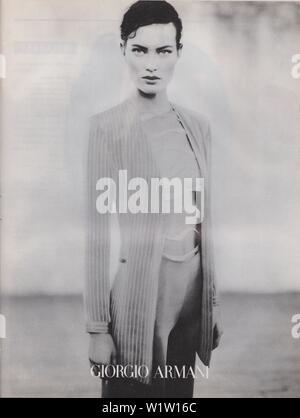 poster advertising Giorgio Armani female model in paper magazine from 1998, no slogan, advertisement, creative Giorgio Armani advert from 1990s Stock Photo