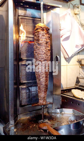 Traditional Turkish Doner Kebab on pole Stock Photo