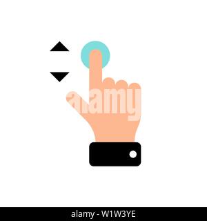 Vector touch screen gesture swipe up and down hand finger press icon. Flat eps illustration Stock Vector