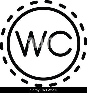 Round wc sign icon, outline style Stock Vector