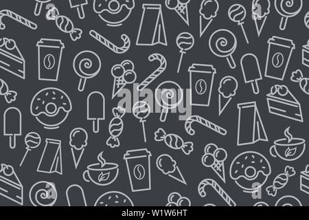 Deserts background, Seamless pattern. Vector illustration for wall decoration or cafe menu. Stock Vector
