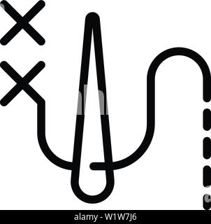 Cross stitch icon, outline style Stock Vector