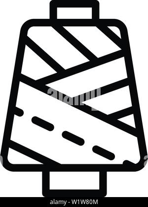 Sewing machine thread icon, outline style Stock Vector