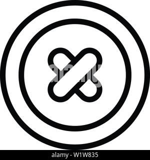 Button sewn icon, outline style Stock Vector