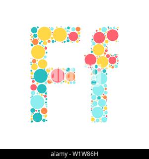 A letter of the alphabet from colored circles laid out by a cheerful mozayka. Vector font illustration. Stock Vector