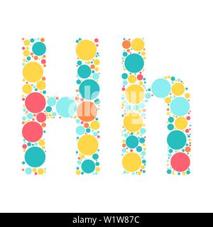 A letter of the alphabet from colored circles laid out by a cheerful mozayka. Vector font illustration. Stock Vector