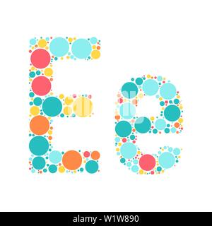 A letter of the alphabet from colored circles laid out by a cheerful mozayka. Vector font illustration. Stock Vector